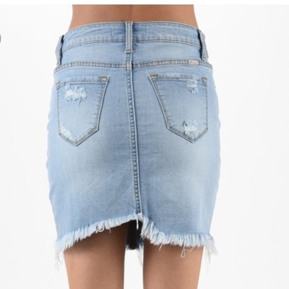 🔥KANCAN🔥RAW HEM DENIM SKIRT - Picture 4 of 5